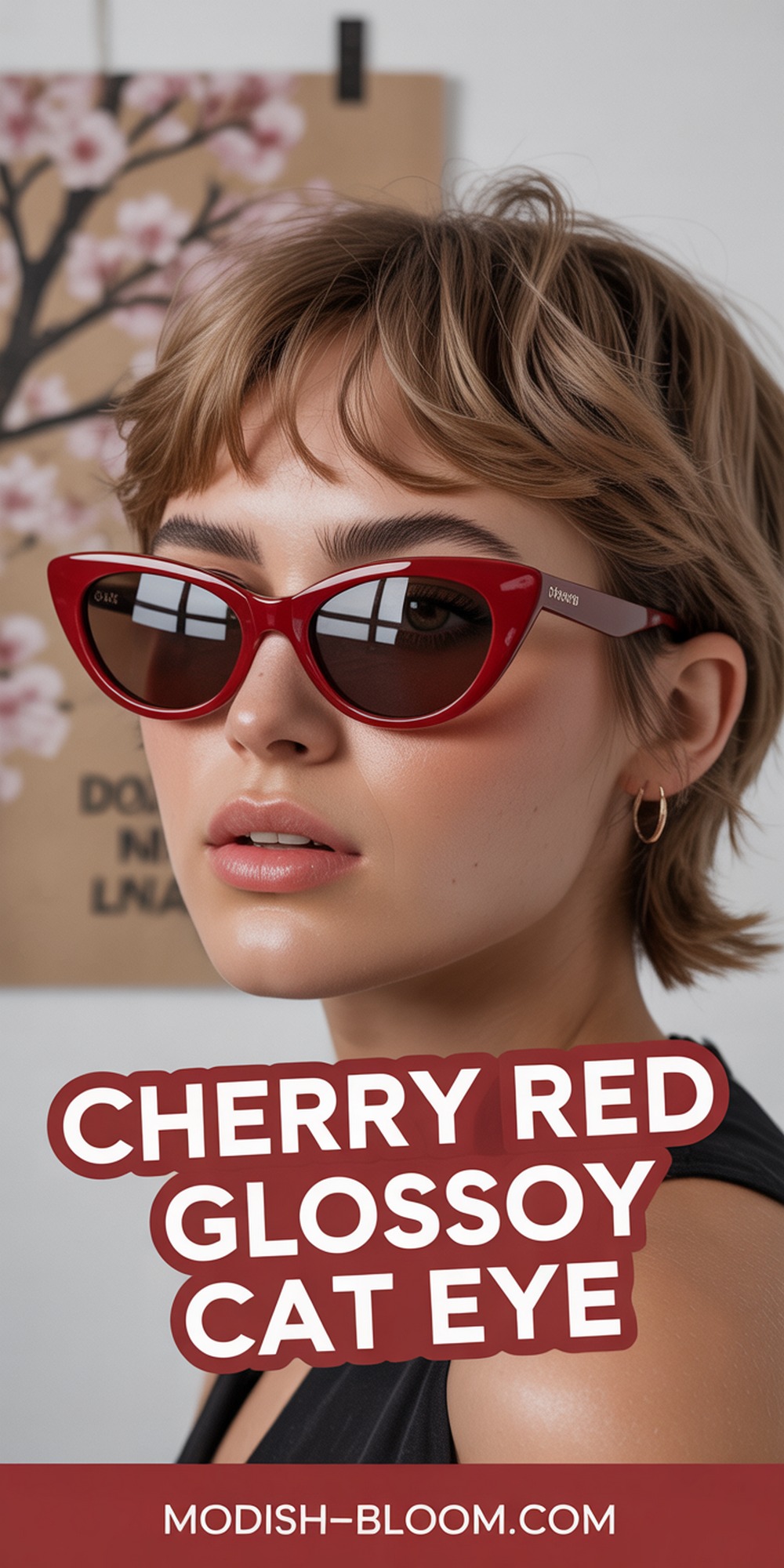 Cherry Red Glossy Cat Eye