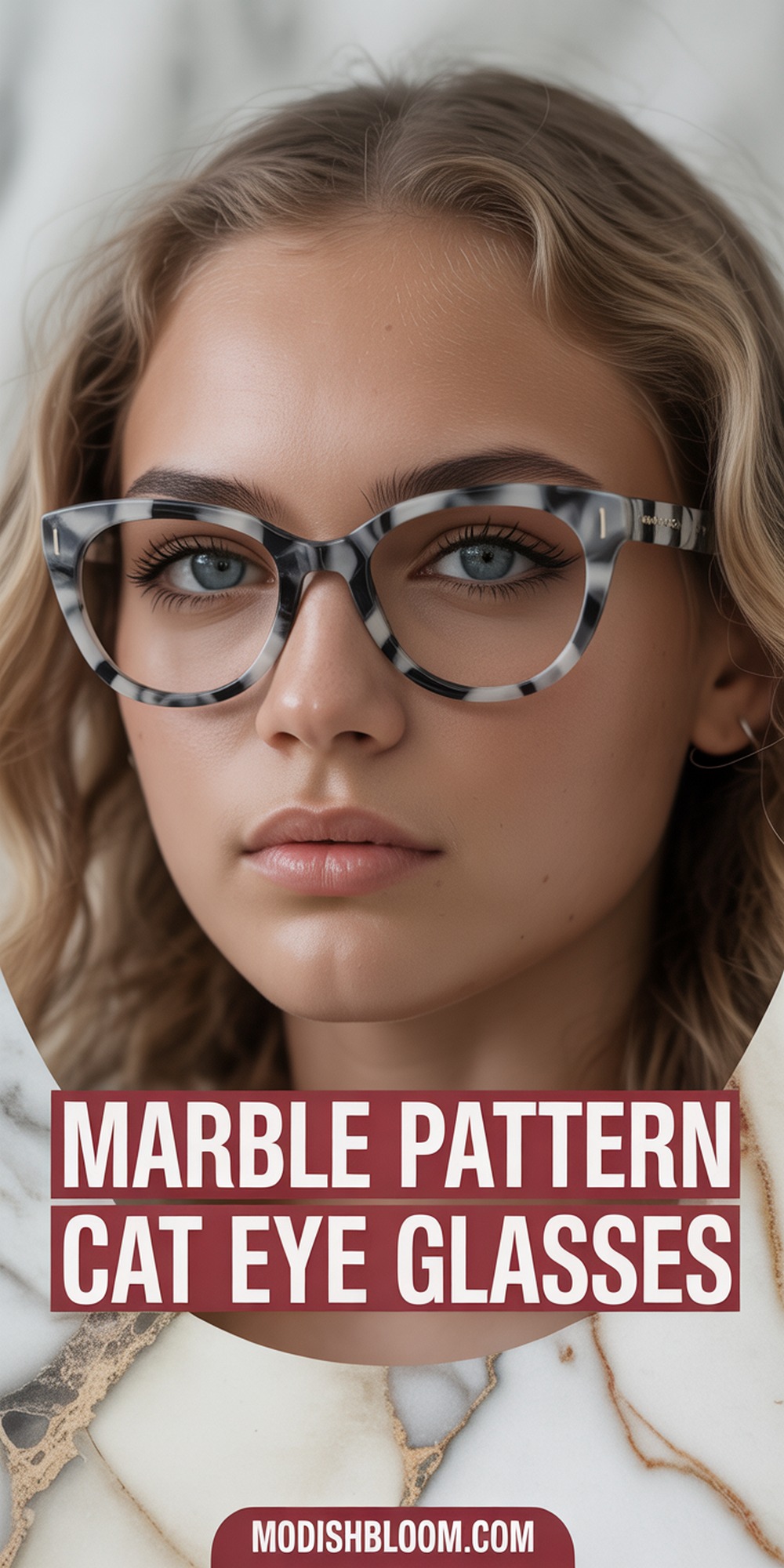 Marble Pattern Cat Eye Glasses