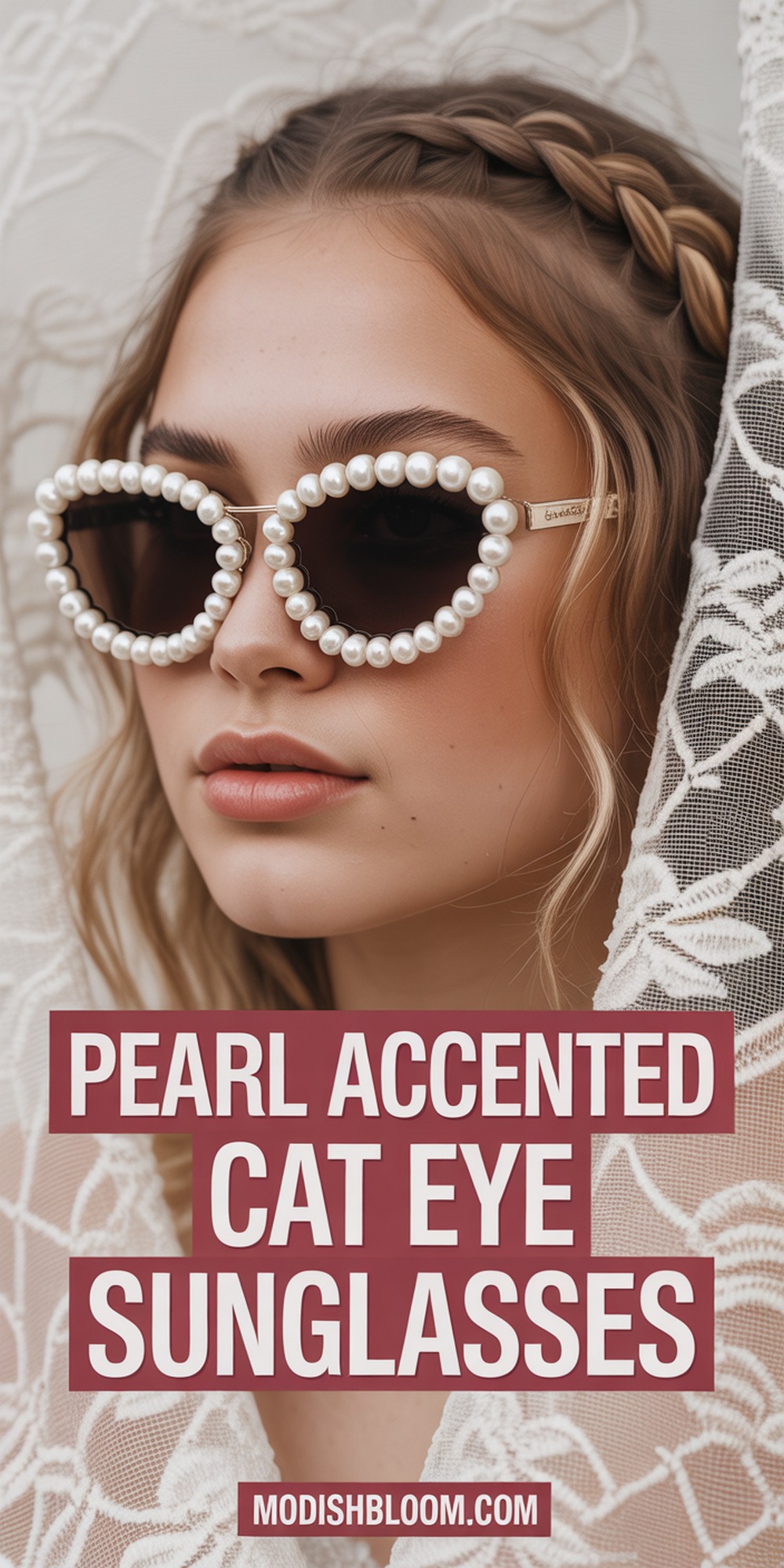 Pearl Accented Cat Eye Sunglasses