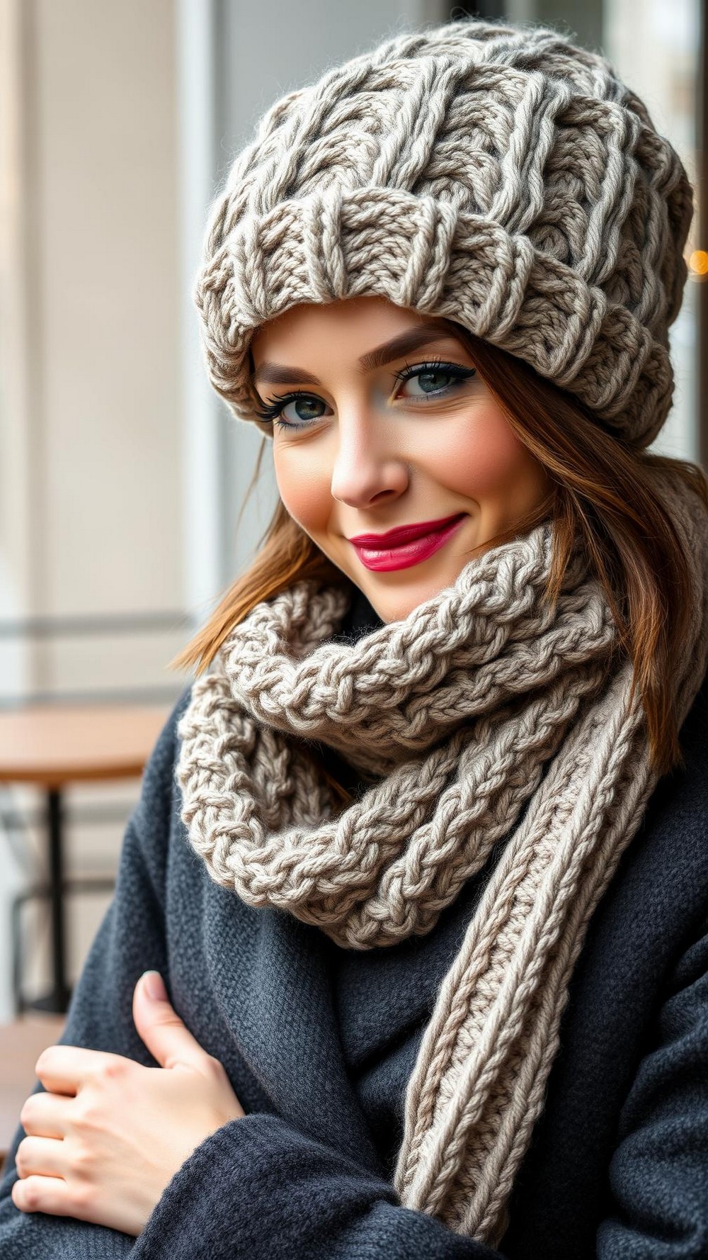 Chunky Hand Knit Women Winter Cap