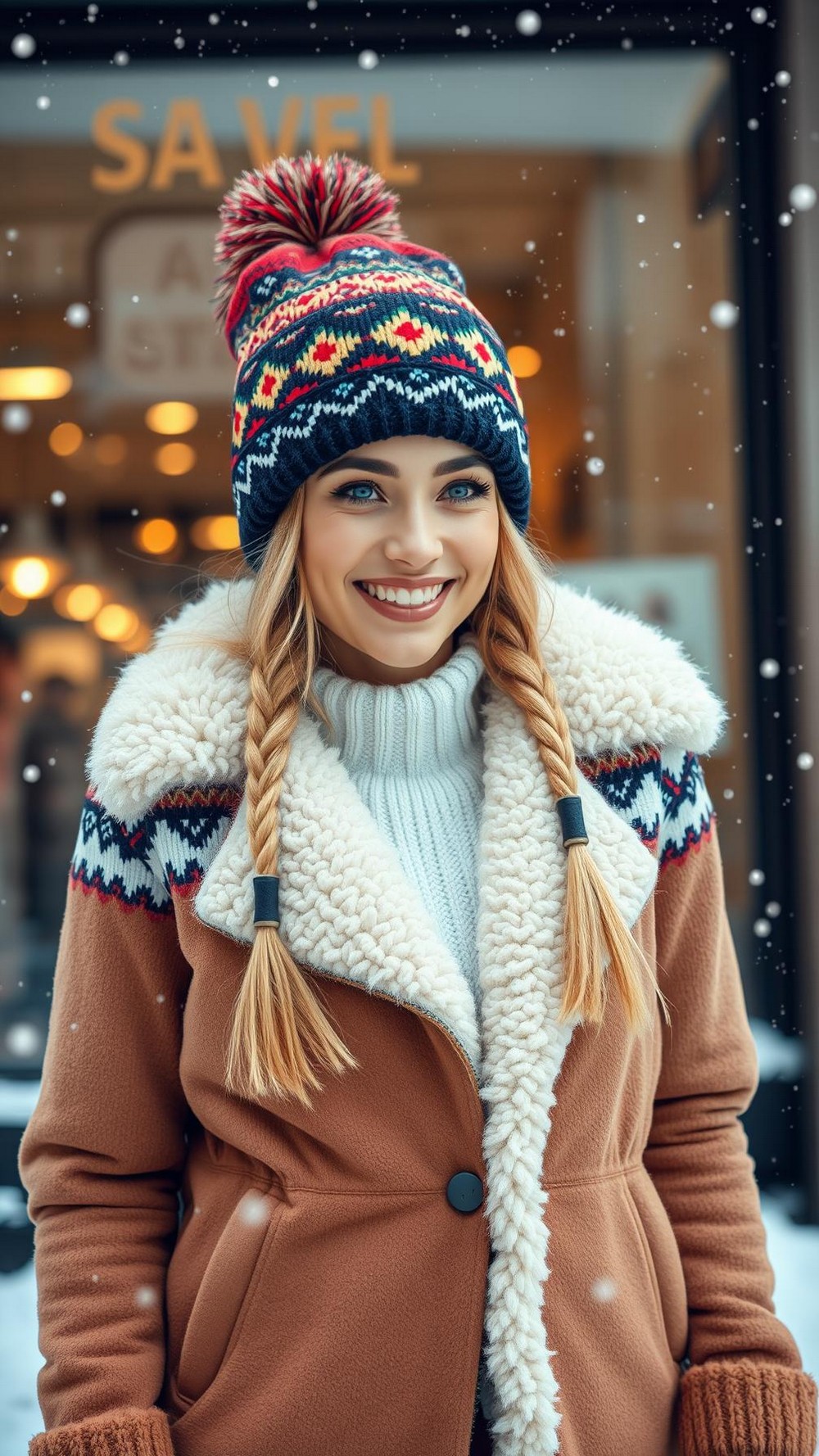 Fair Isle Pattern Women Winter Cap